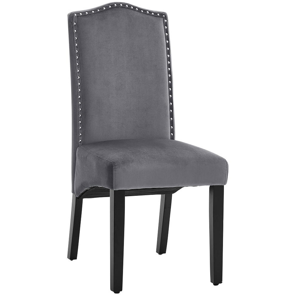 Living and Home Set of 2 Dark Grey Velvet Dining Chair Image 2