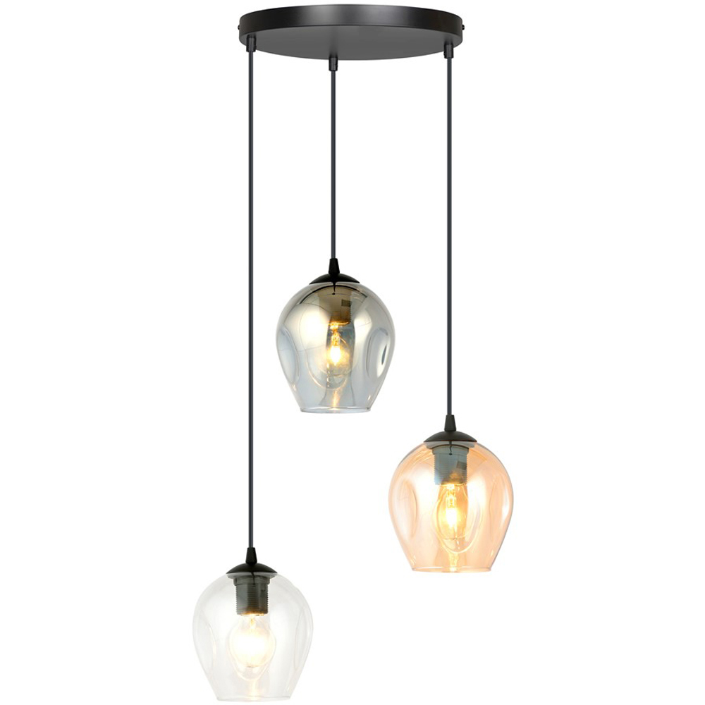 Emibig Istar Prem 3 Light Transparent Graphite and Amber Shade Black E27 Ceiling Pendant Light Image 3