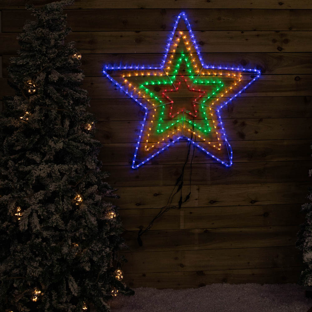 Samuel Alexander Multicolour LED Hanging Christmas Star Rope Light 1.7 x 1.3m Image 9