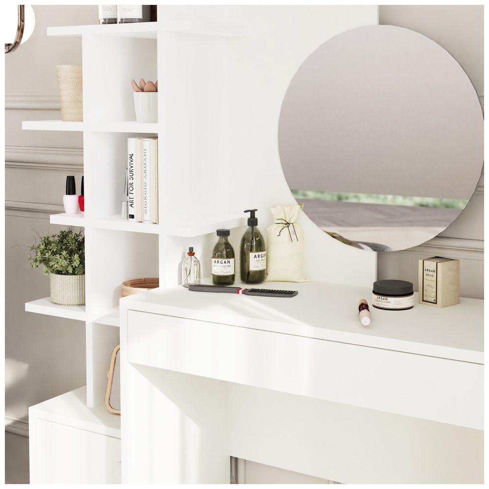 GFW Freyja Single Door Single Drawer White Dressing Table with Mirror Image 8