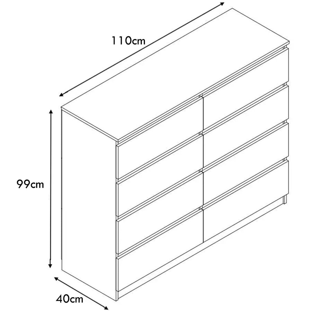 FWStyle Carlton 8 Drawer Matt Grey Chest of Drawers Image 6
