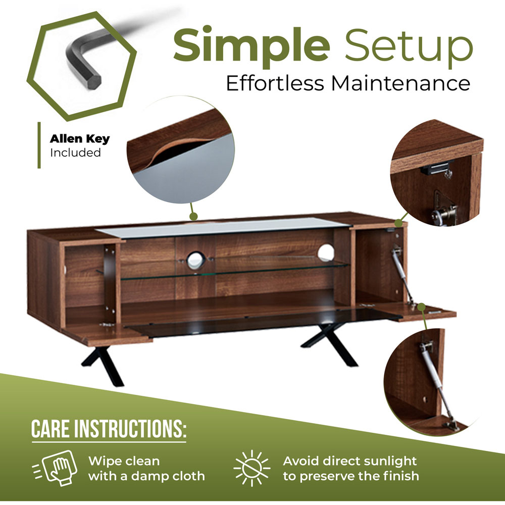 Centurion ADONIS Walnut and Black Contrast Beam-Thru Remote-Friendly Door TV Cabinet Image 7