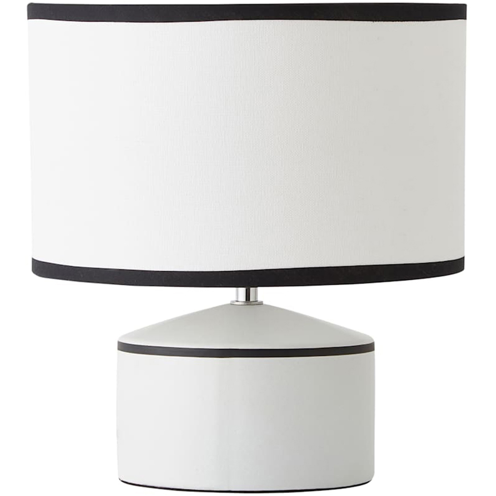 ValueLights Julia Black Trim Ceramic Table Lamp with Linen Shade and Bulb Image 1