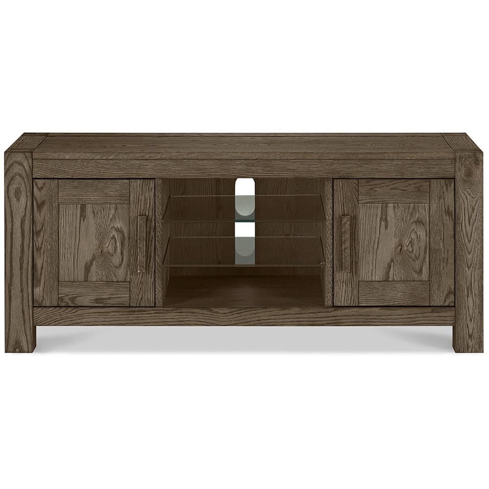 Bentley Designs Turin 2 Drawer 3 Shelf Dark Oak TV Unit Image 3