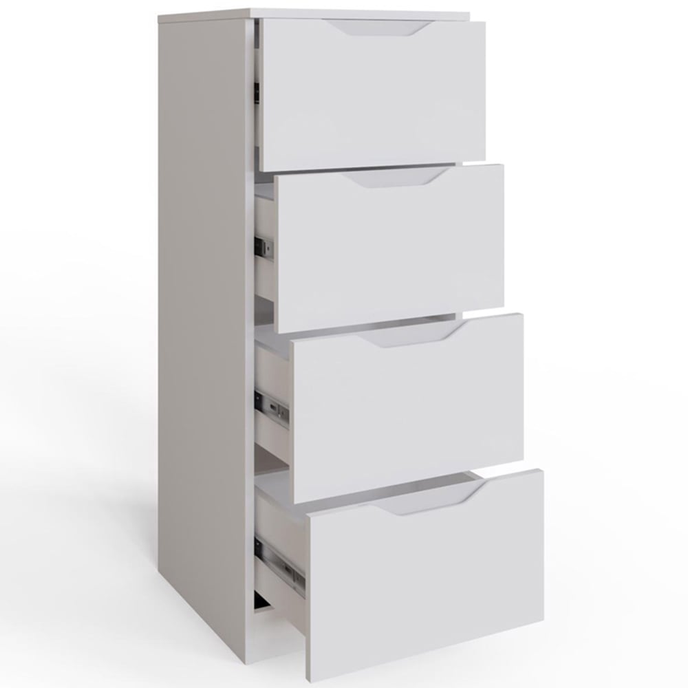FWStyle Luno 4 Drawer White Modern Chest of Drawers Image 3