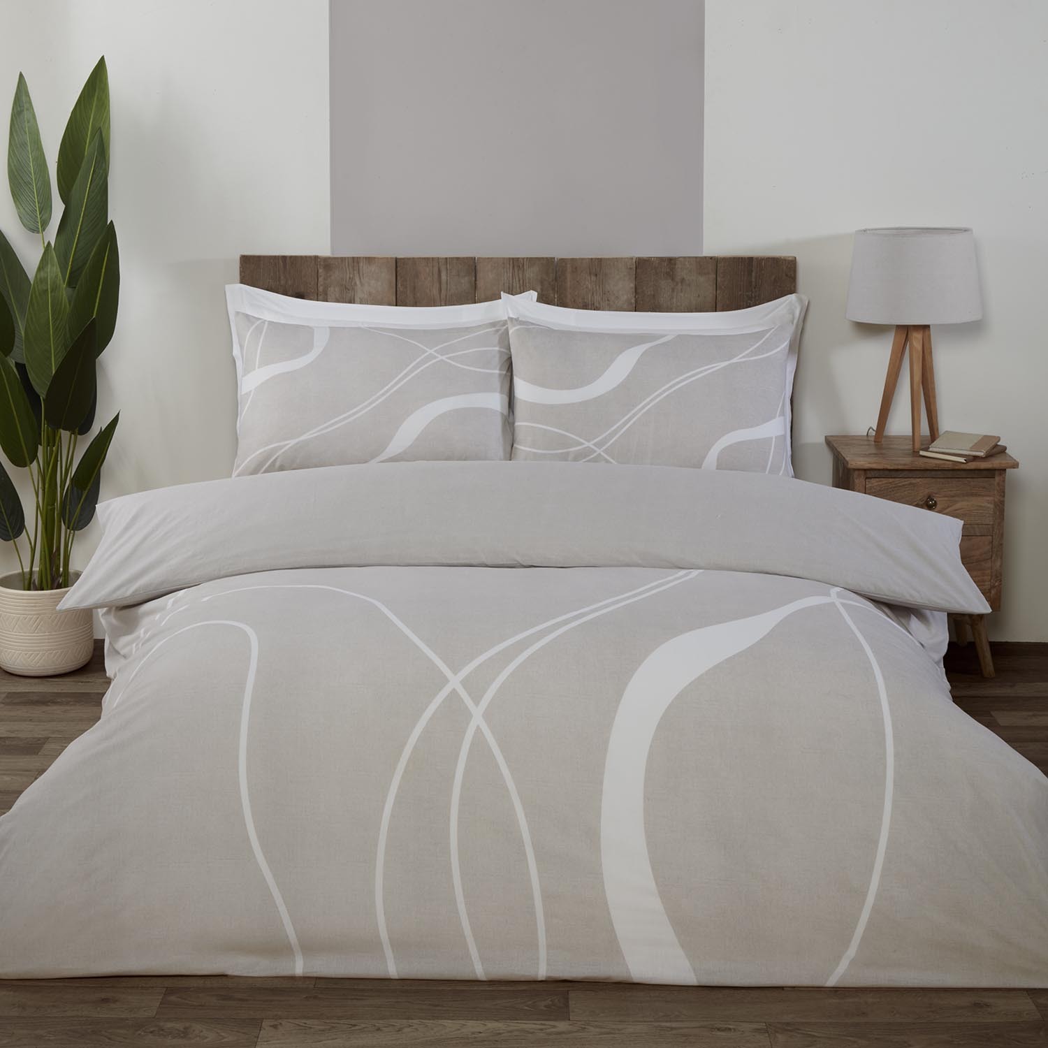 Highgate Abstract Duvet Cover and Pillowcase Set - Natural / Double Image 1