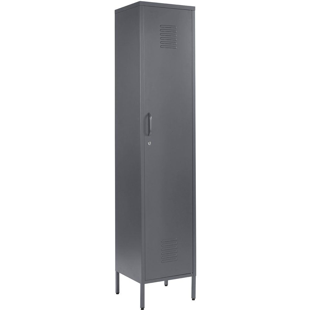 MMT Furniture Designs Single Door Grey Metal Tall Locker Cabinet Image 2