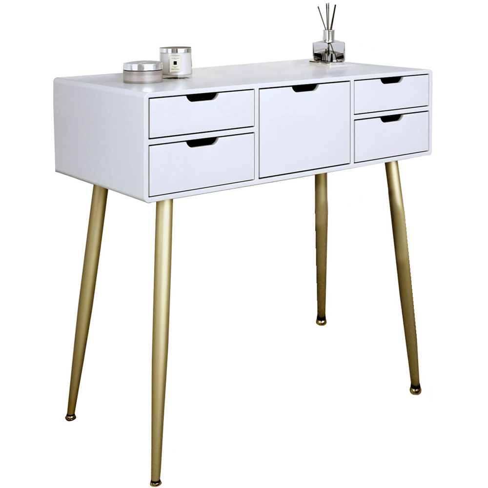 CARME Home Gabriella White and Gold Dressing Table Image 2