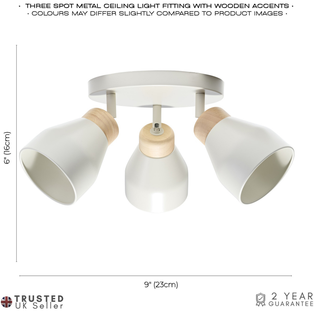 Happy Homewares Muted Dove Grey Contemporary Scandinavian Designed Triple Spot Ceiling Light Image 5