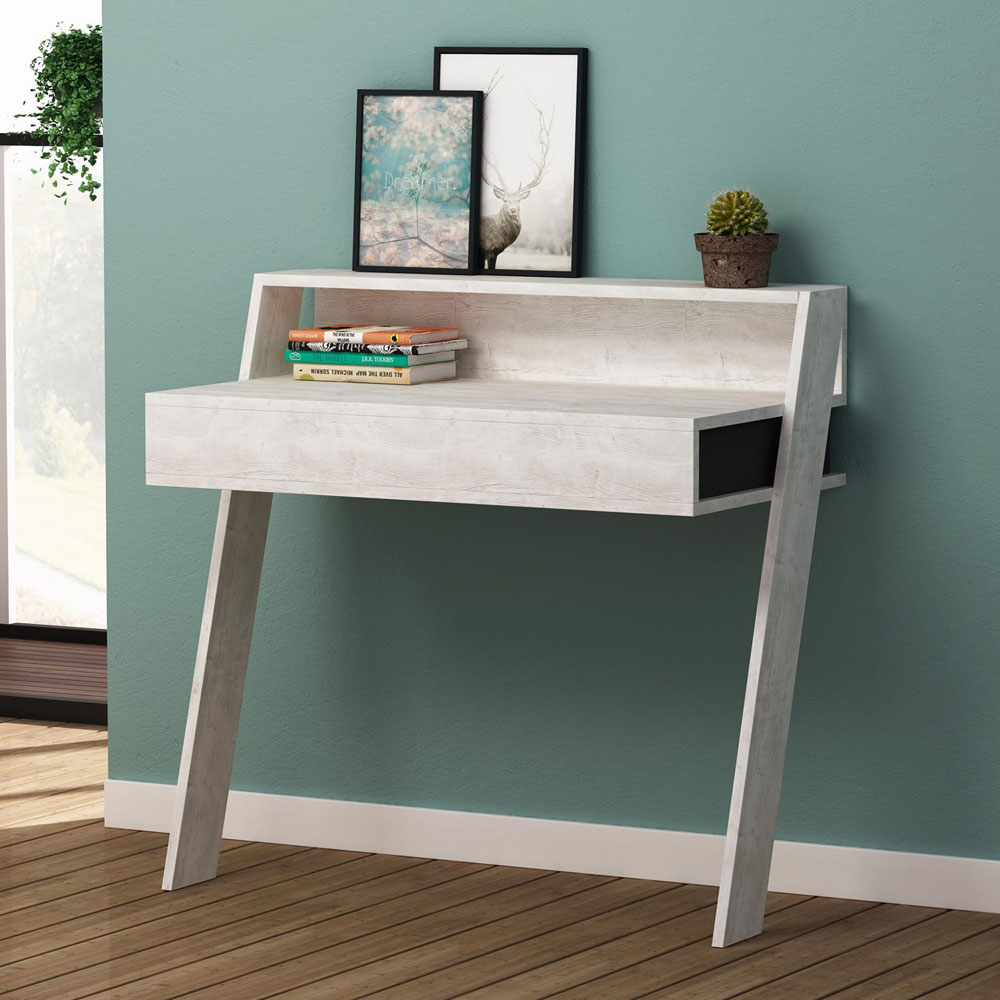 FWStyle Cowork Single Drawer Single Shelf Ancient White Wall Mounted Desk Image 4
