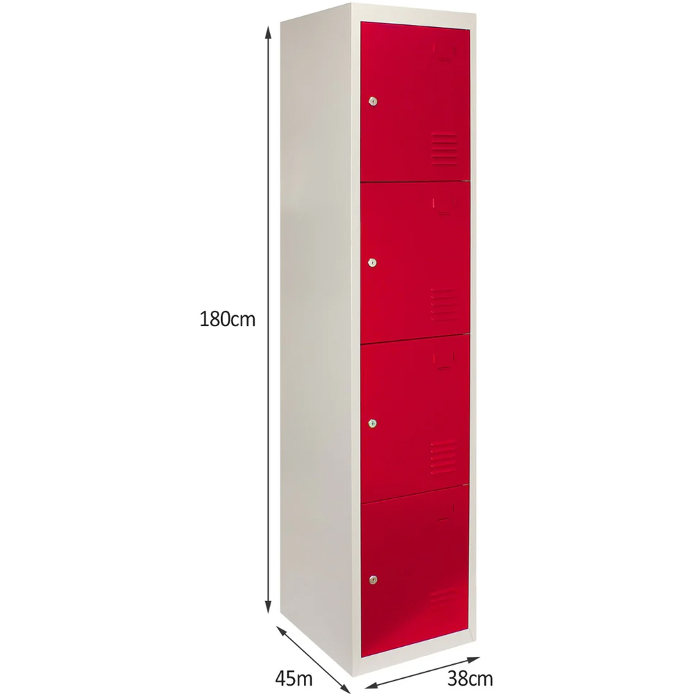 Monstershop 4 Doors Red Metal Changing Room Storage Lockers Image 7
