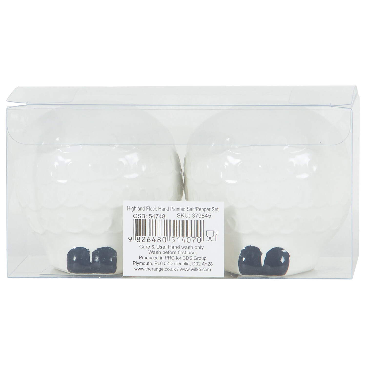 Highland Flock 3D Ceramic Hand Painted Sheep Salt and Pepper Set - White and Black Image 3