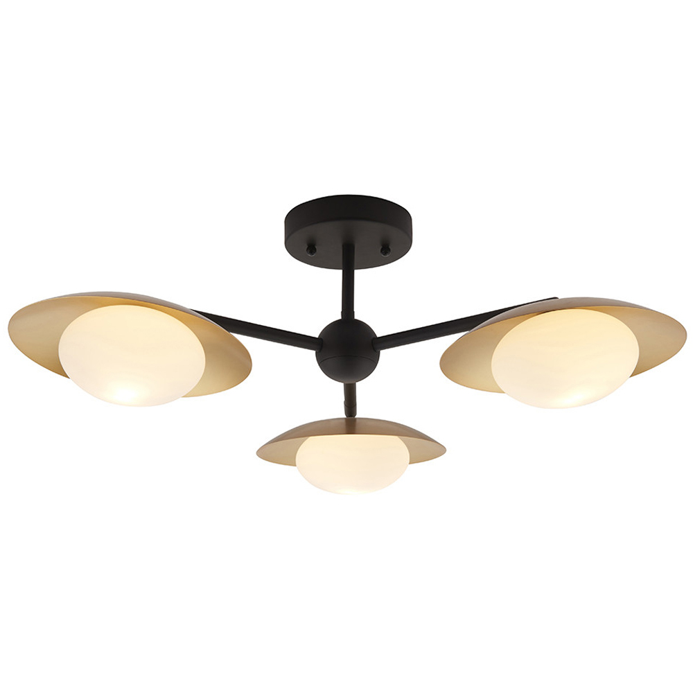Merano Tivoli Gold and Dark Bronze 3 Light Ceiling Semi Flush Image 3