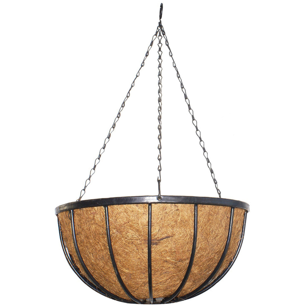 My Garden Wrought Iron Hanging Black Wall Basket with Coco Liner Large Image
