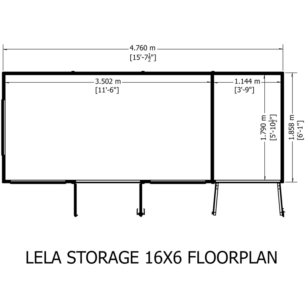 Shire Lela 16 x 6ft Double Door Summerhouse with Storage Image 7