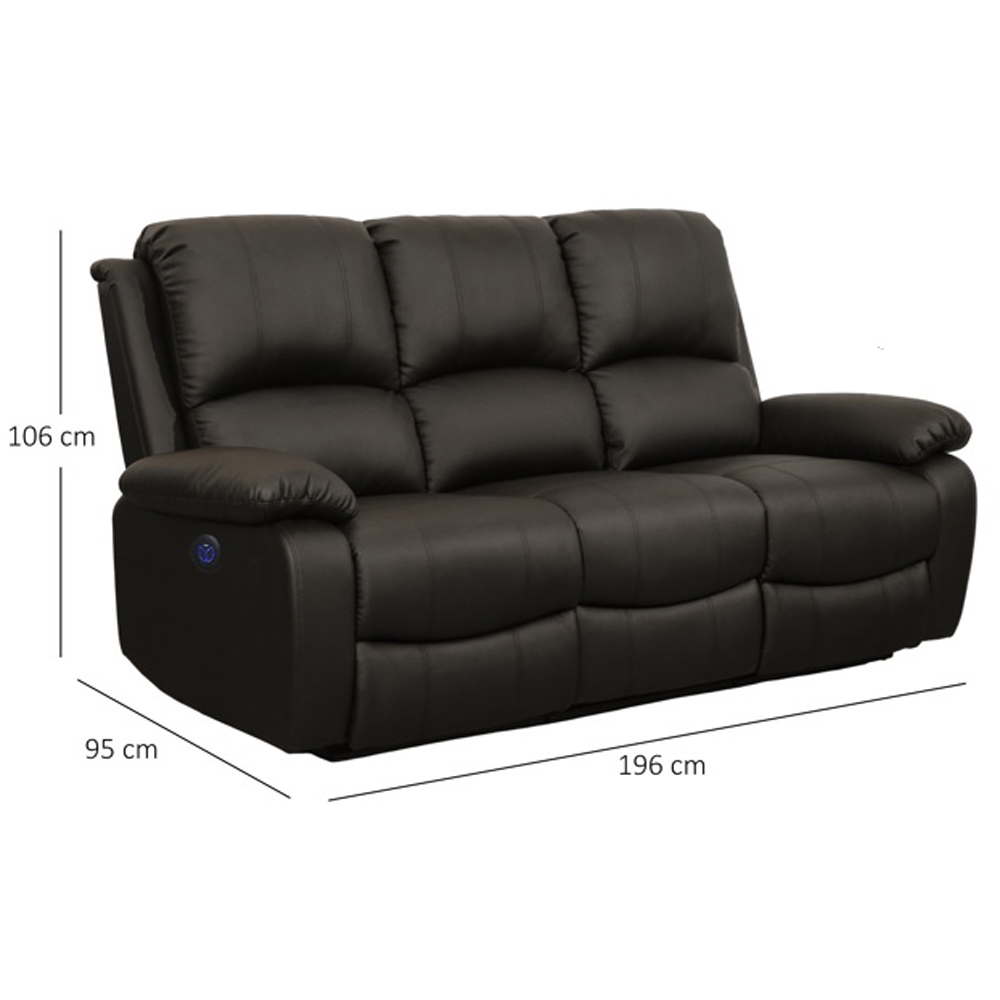 Comfy Living 3 Seater Brown PU Leather Electric Recliner Sofa Image 8