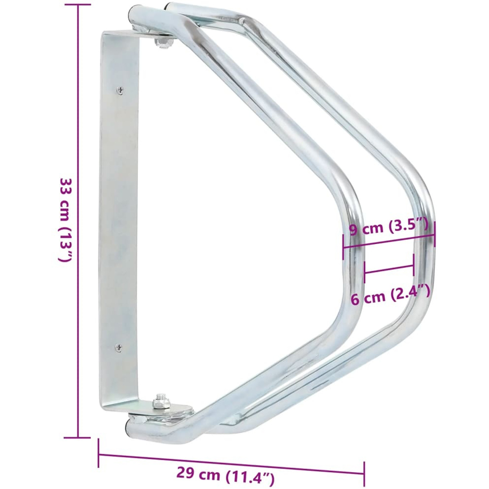 Walplus Galvanised Steel Wall Mounted Bicycle Stand 2 Pack Image 7