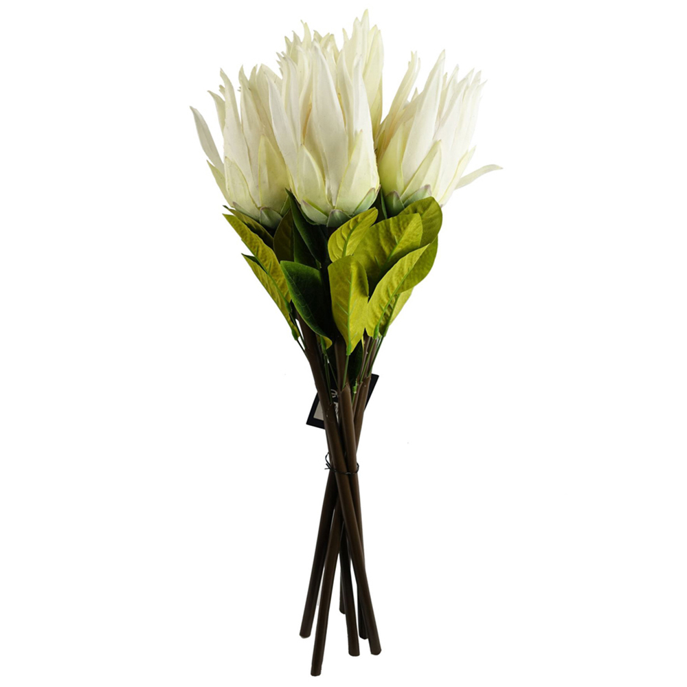 Leaf White Protea Sugarbush Single Stem Artificial Flower 6 Pack Image 1