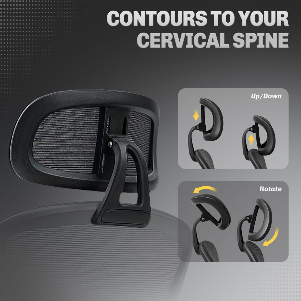 Portland Black Mesh Ergonomic Office Chair with Headrest and Lumbar Support Image 8