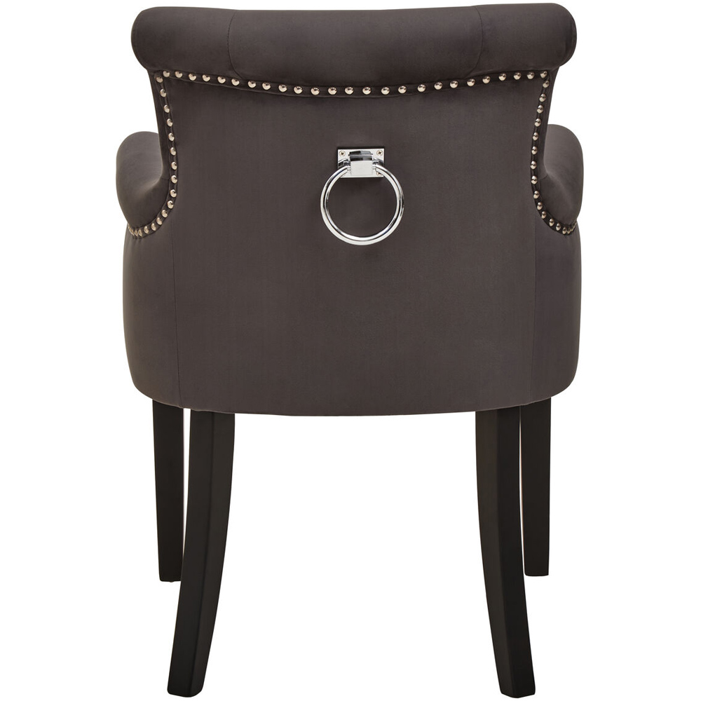 Premier Housewares Doucet Grey Velvet Dining Chair with Ring Back Image 4