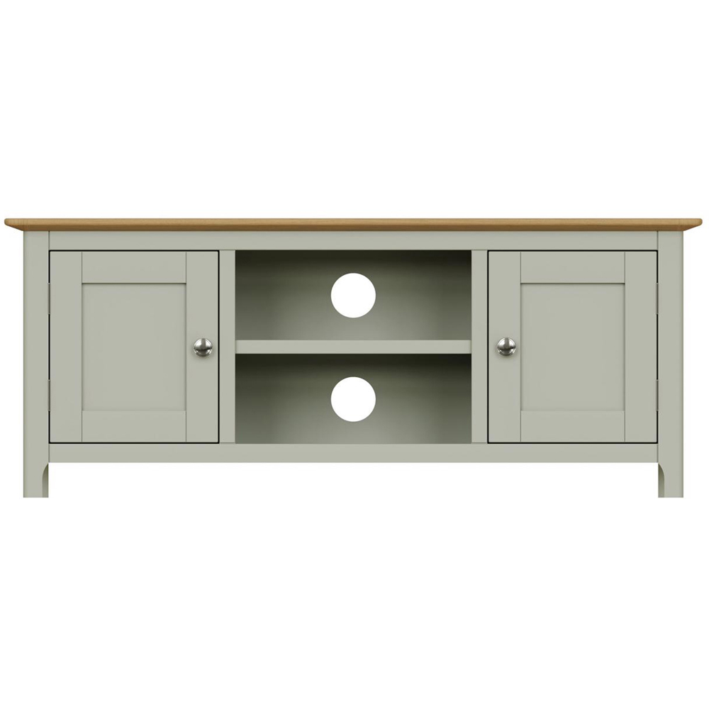FWStyle Taberno 2 Door 2 Shelf Sage Green and Oak Wide TV Unit Image 3