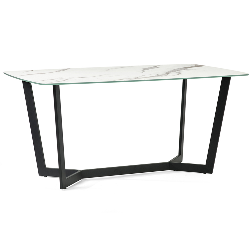 Julian Bowen Olympus Luxe and Marble Effect 6 Seater Dining Set White and Blue Image 2