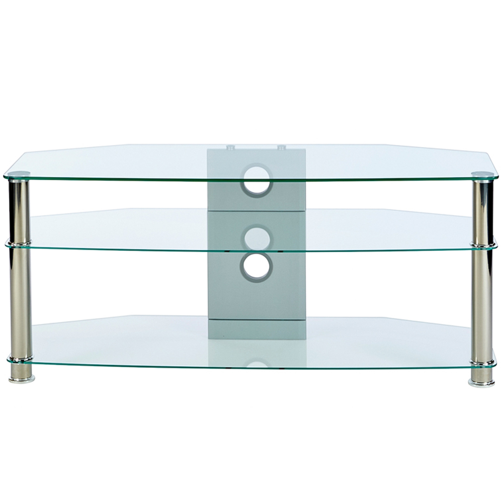 MMT Furniture Designs 2 Shelf Clear Glass Corner TV Unit Image 4