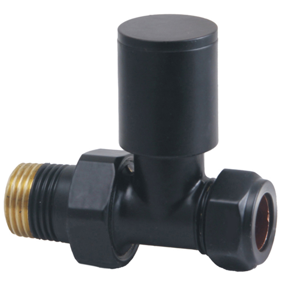 Towelrads Black Round Straight Valve 15mm x 1/2inch 2 Pack Image 3