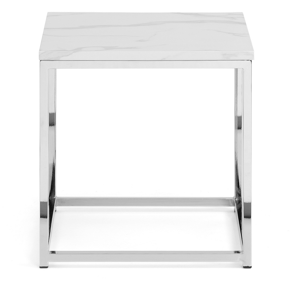 Julian Bowen Scala Chrome and White Marble Top Lamp Table Image 3