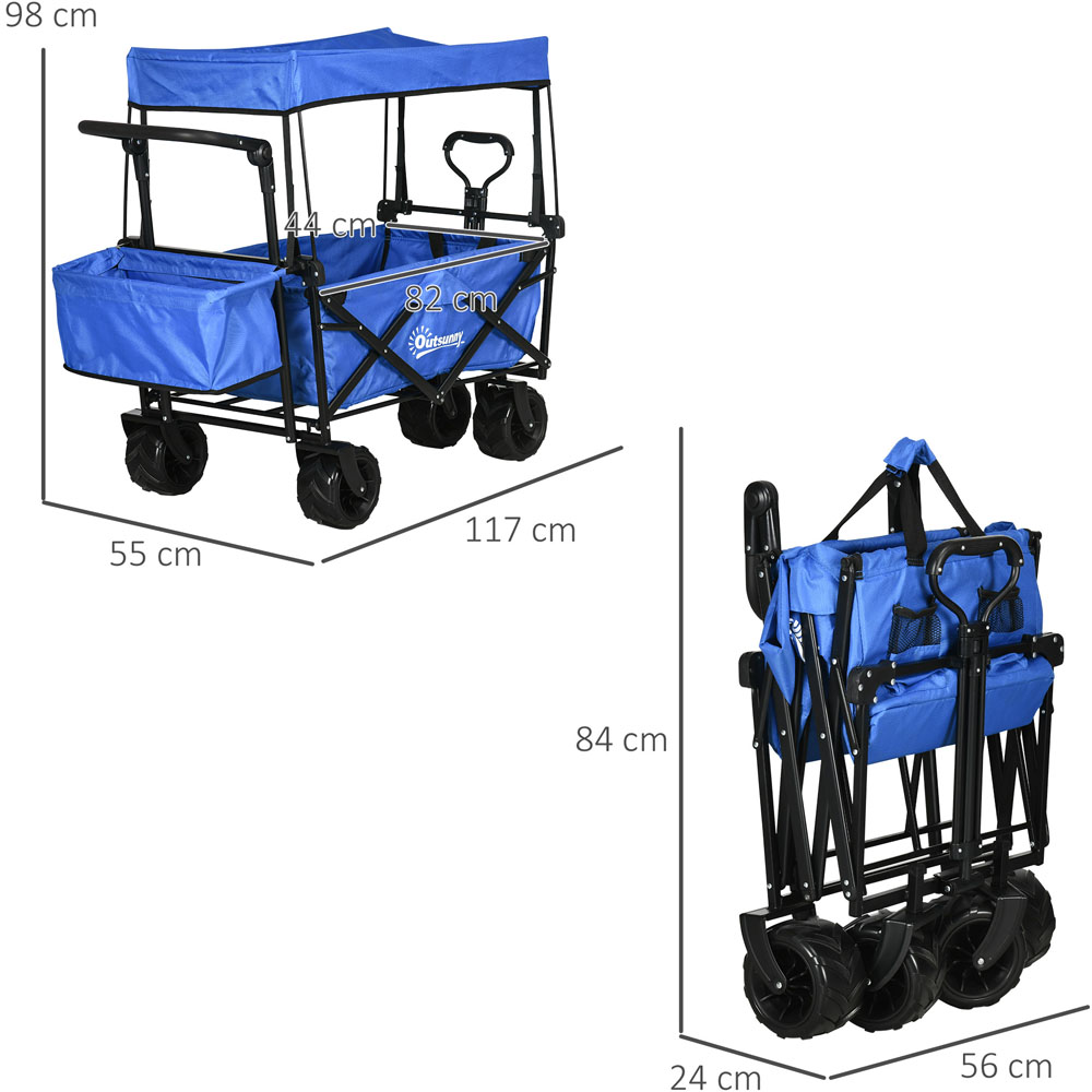 Outsunny Folding Trolley Cart Blue Image 8