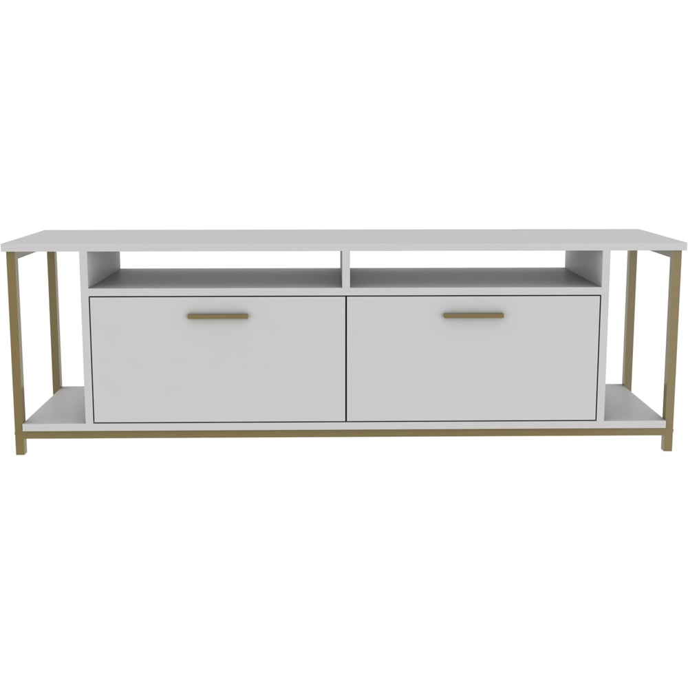 Decorotika Omar 2 Door 4 Shelf White and Gold TV Unit Image 5