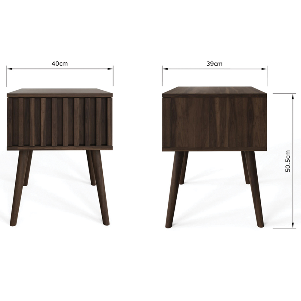 GFW Rowan Single Drawer Walnut Slatted Compact Lamp Table Image 9