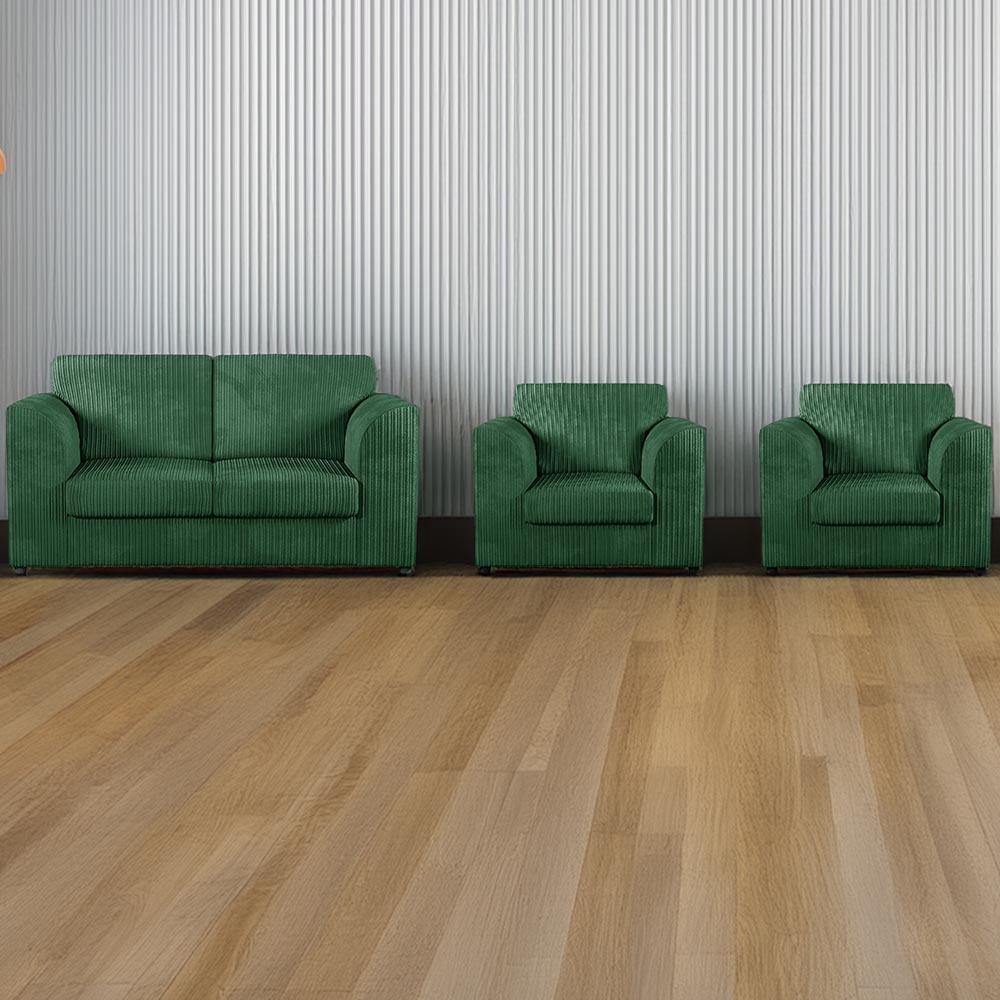 Luxor 4 Seater Green Jumbo Cord Full Back Sofa Suite Image 1