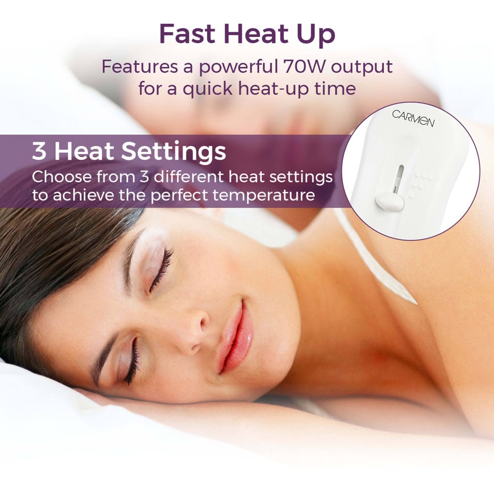 Carmen Super King Size White Heated Electric Under Blanket Image 4