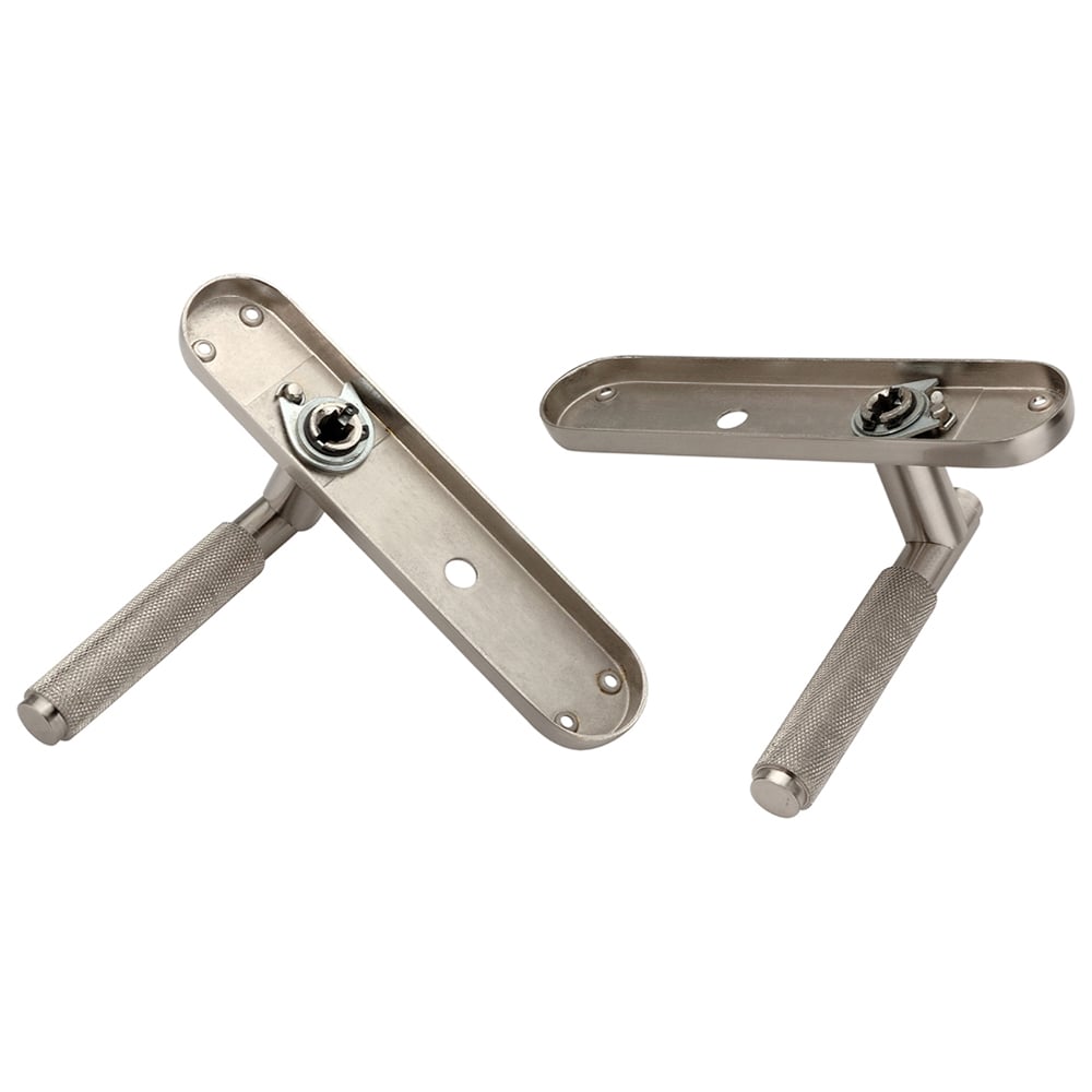 Spira Brass Connaught Satin Nickel Knurled Lever Door Handle with Privacy Backplate 2 Pack Image 3