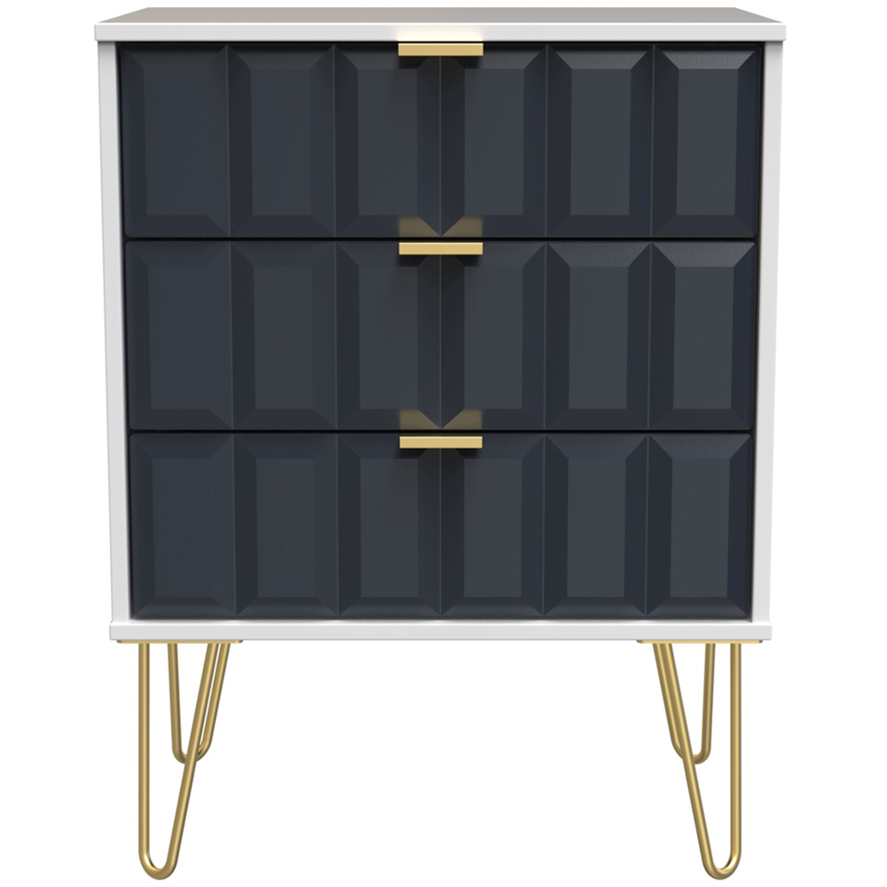 Crowndale Cube 3 Drawer Matt Indigo and White Chest of Drawers Ready Assembled Image 3