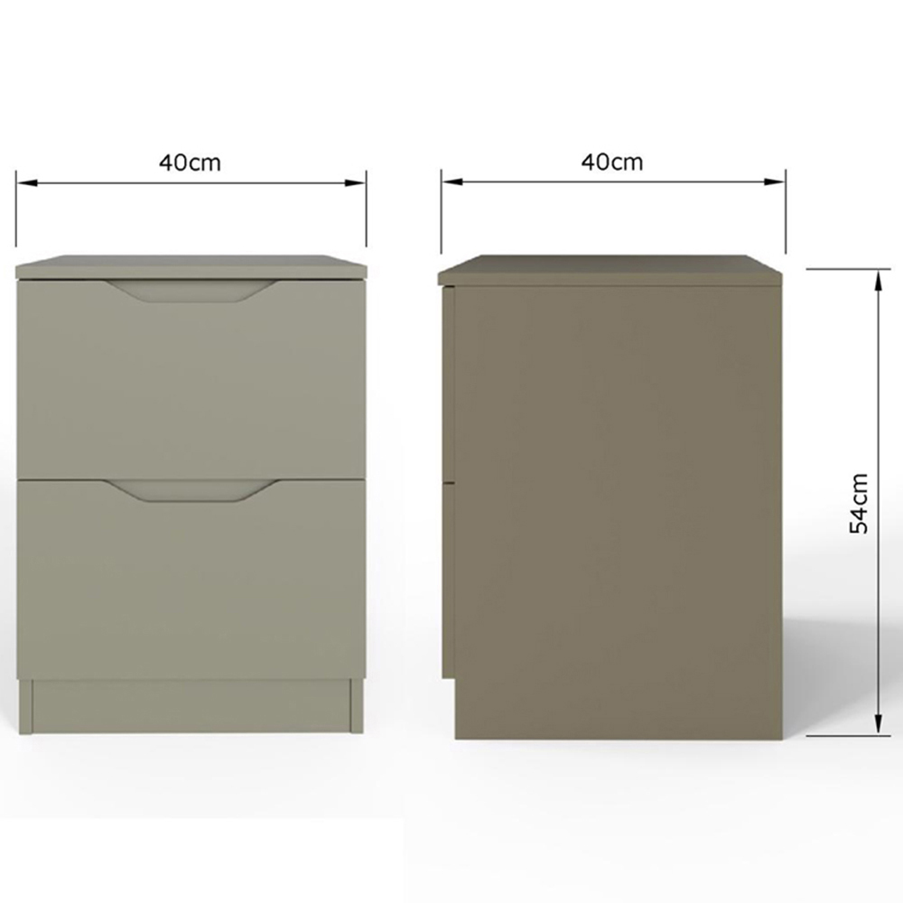 FWStyle Luno 2 Drawer Green Modern Bedside Table Image 7