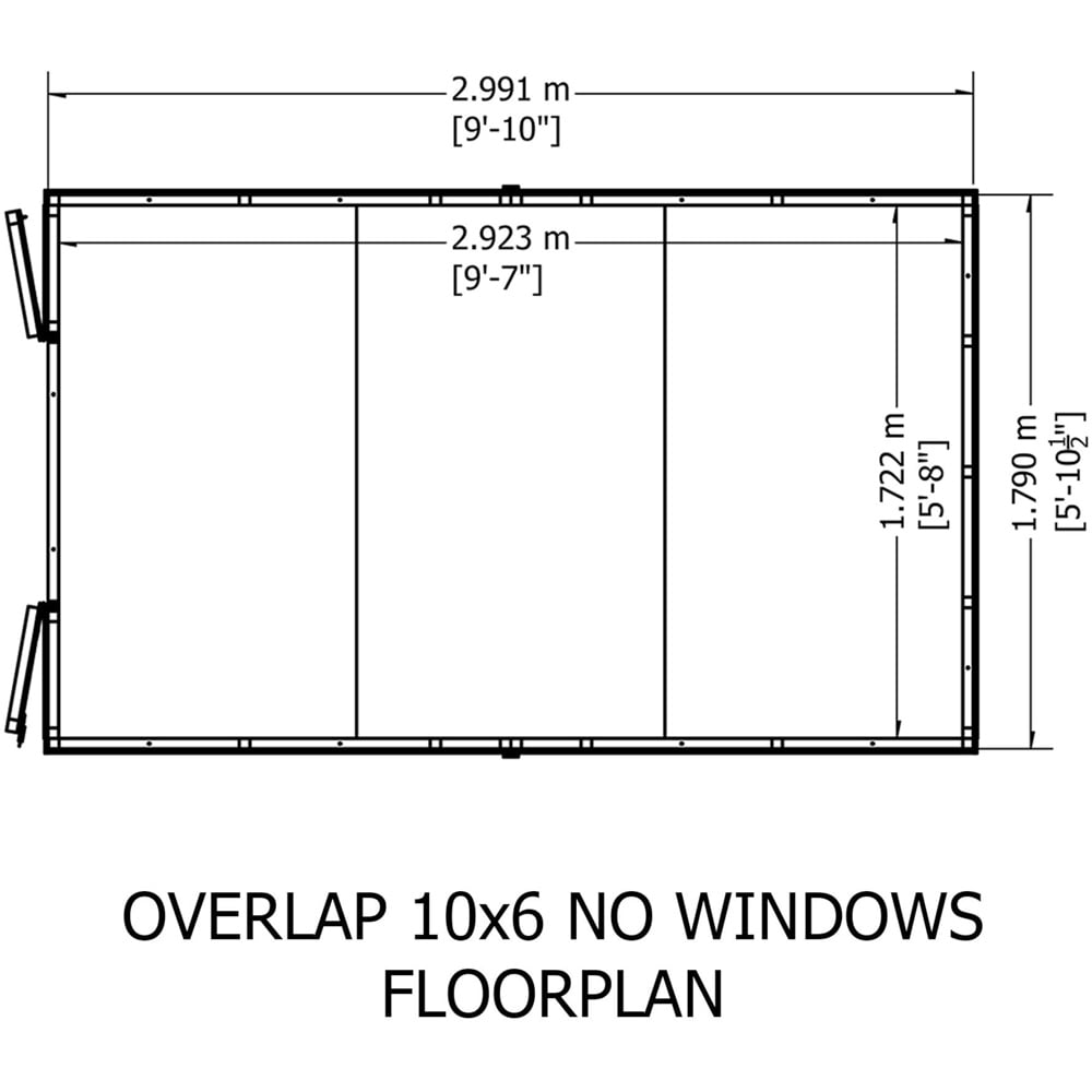 Shire 10 x 6ft Double Door Dip Treated Overlap Apex Shed Image 8