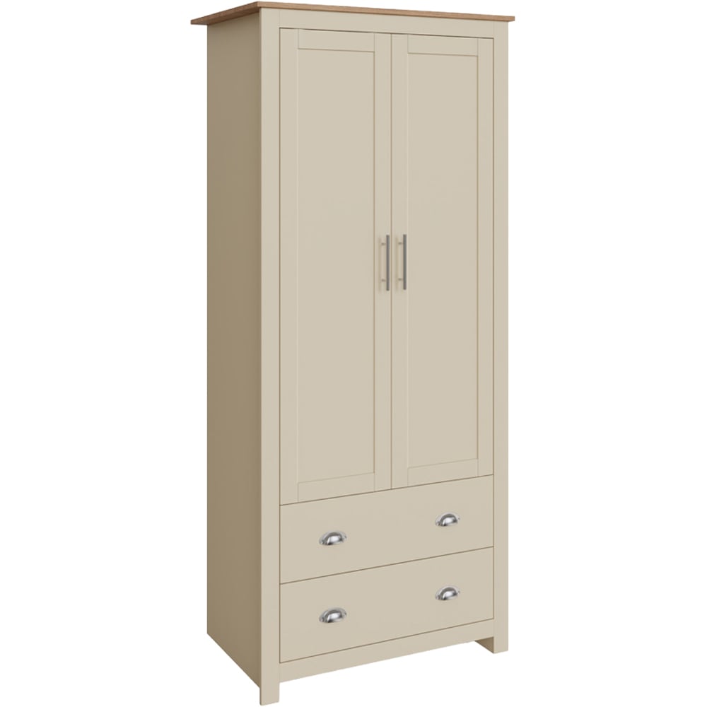 GFW Lancaster 2 Door 2 Drawer Cream Wardrobe Image 2