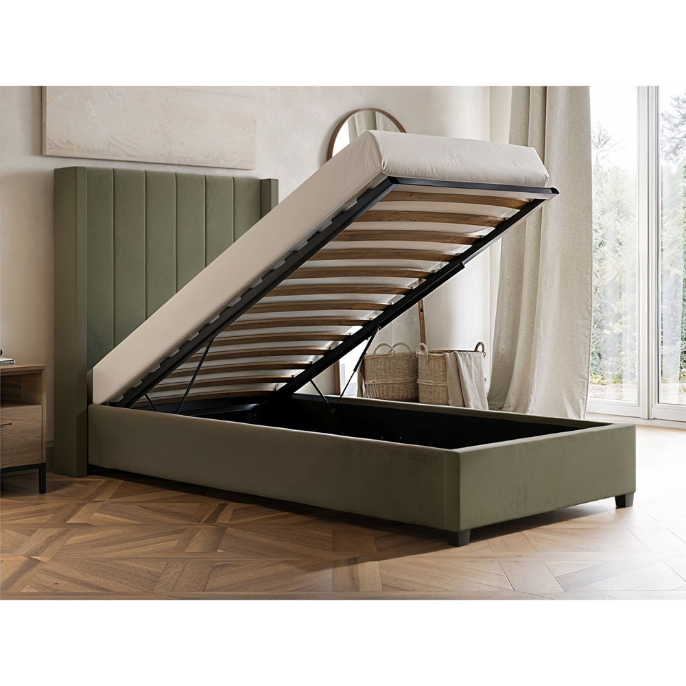 Flair Tiggy Single Khaki Velvet Ottoman Bed Image 4