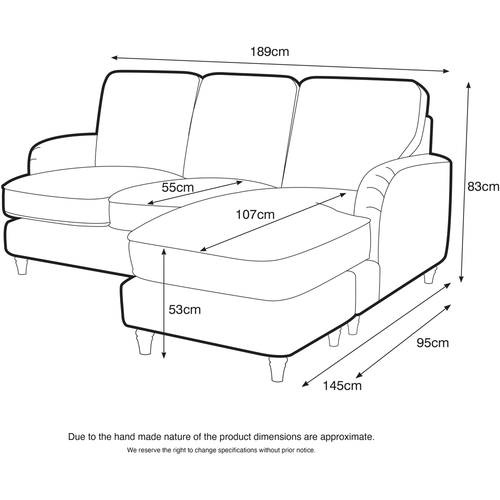 The Vienna 3 Seater Navy Right Hand Chaise Sofa Image 6