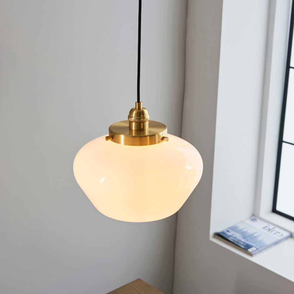 Merano Finale Brass Opal Glass Pendant Ceiling Light Image 6