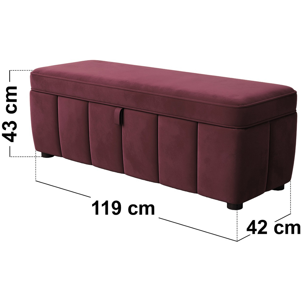SOLACE+CO Emilie Burgundy Velvet Blanket Box Image 7
