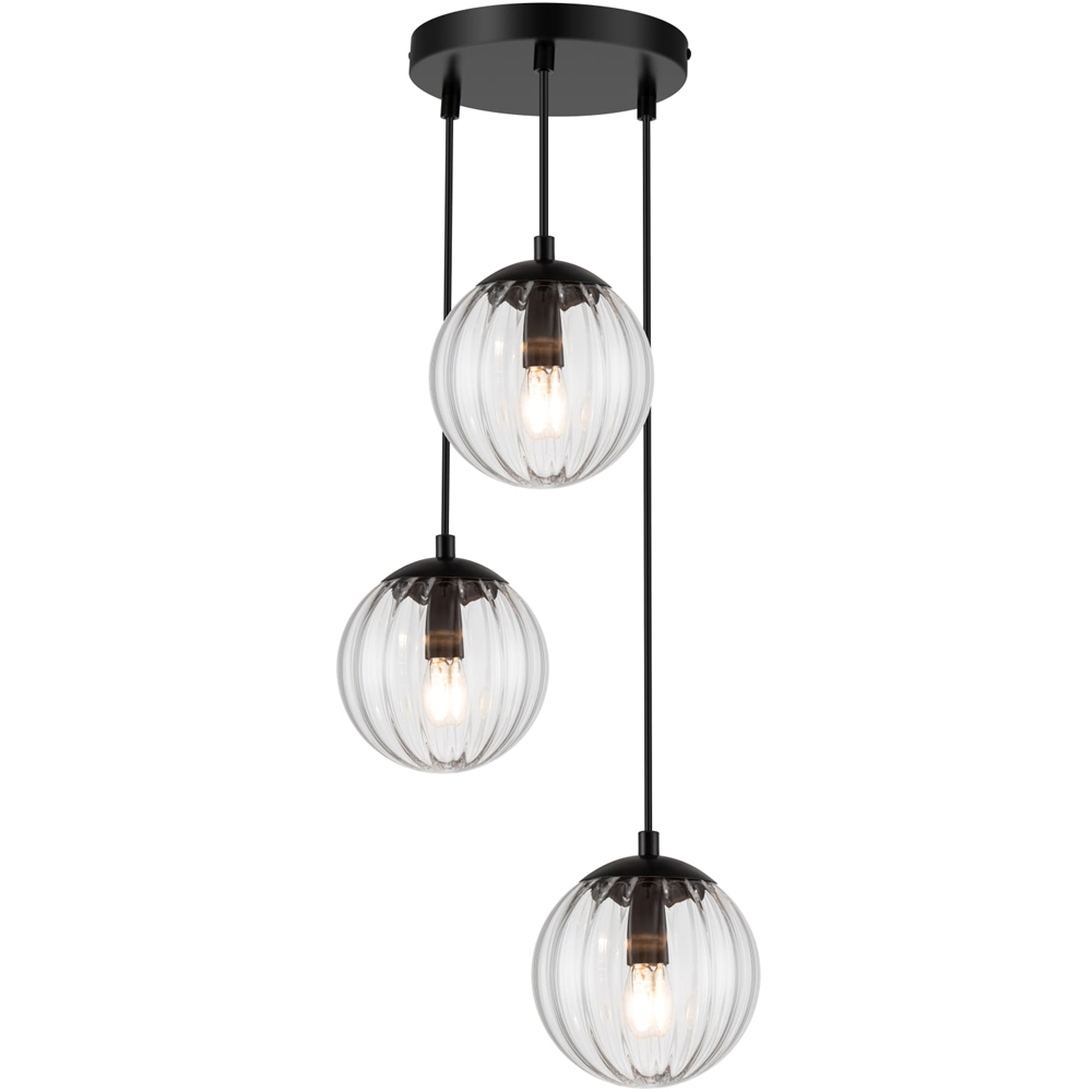Cosylyte Kingston 3 Light Clear Ribbed Glass Cluster Pendant Light Image 3