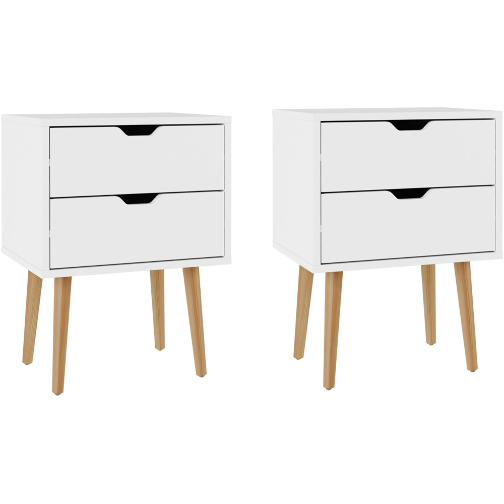 GFW Nyborg 2 Drawer White Bedside Table Set of 2 Image 2
