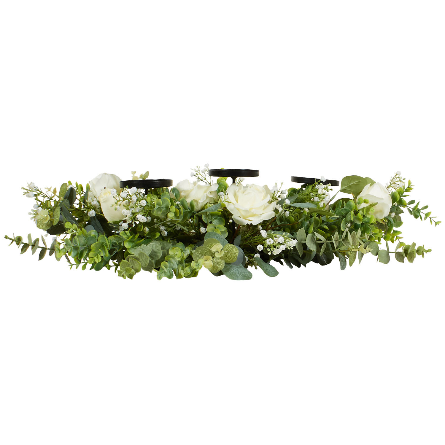 Floral Triple Centrepiece Candle Holder Green Image 2