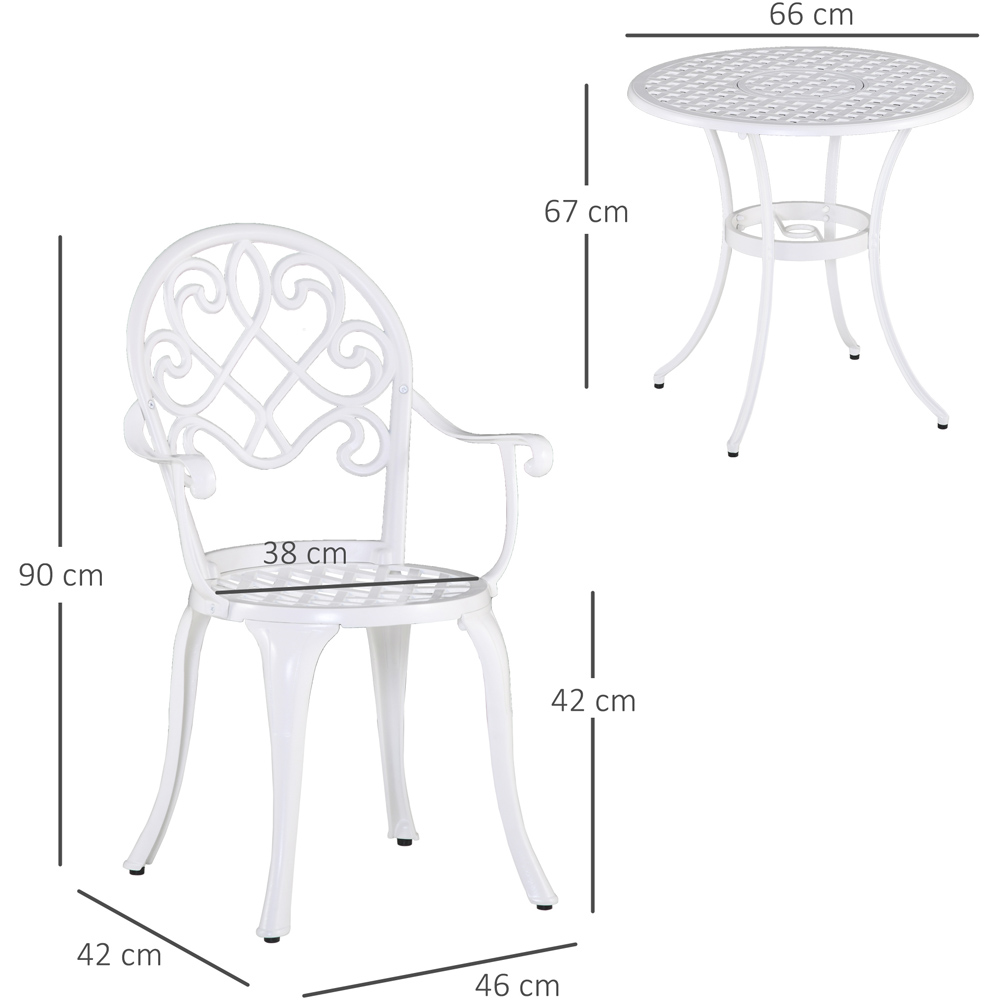 Outsunny 2 Seater White Aluminium Bistro Set Image 7