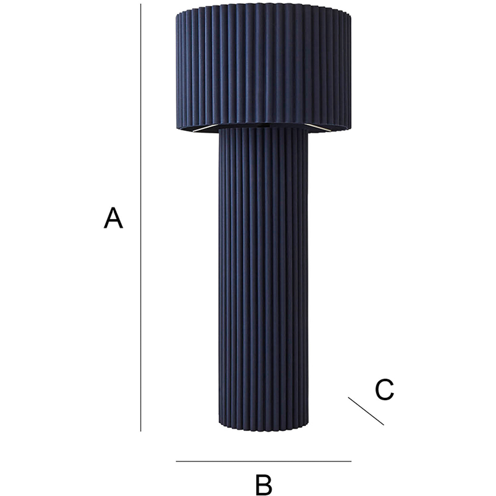 ValueLights Lenny Navy Blue Drum Lamp Shade Ribbed Fabric Midi LED Floor Lamp Image 8