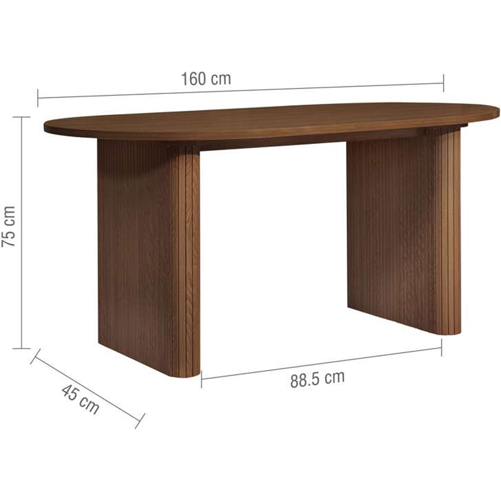 Birlea Axel 4 Seater Oval Fluted Dining Bench Set Walnut and Grey Image 7