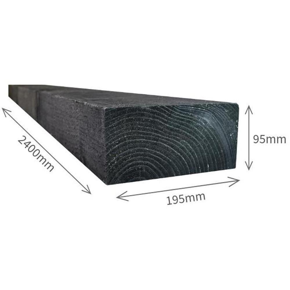 Snowdon Timber Black Pressure Treated Garden Sleeper 2.4m x 195mm Image 5